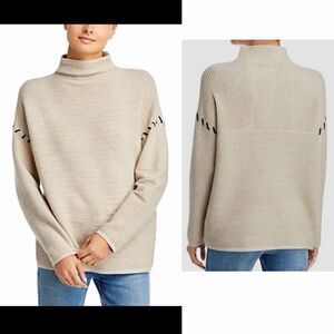 T TAHARI Beige Funnel Neck Ottoman Sweater-L